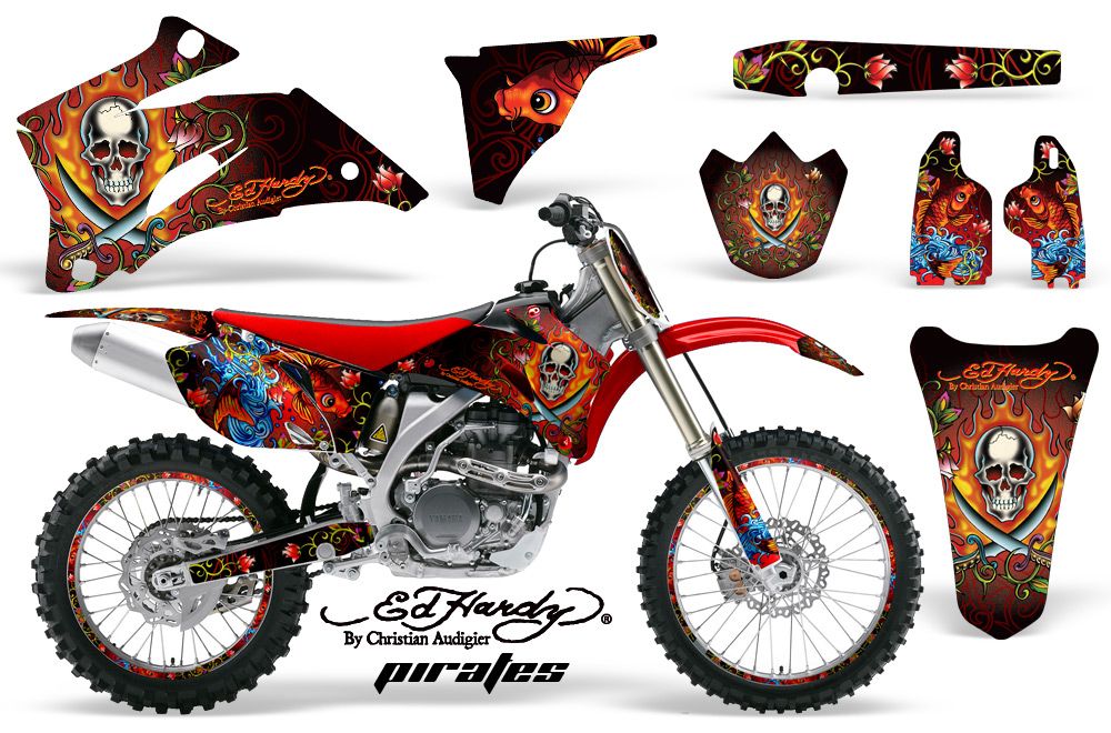 Yamaha YZ250F YZ450F 06-09 Ed Hardy Pirates Red NPs